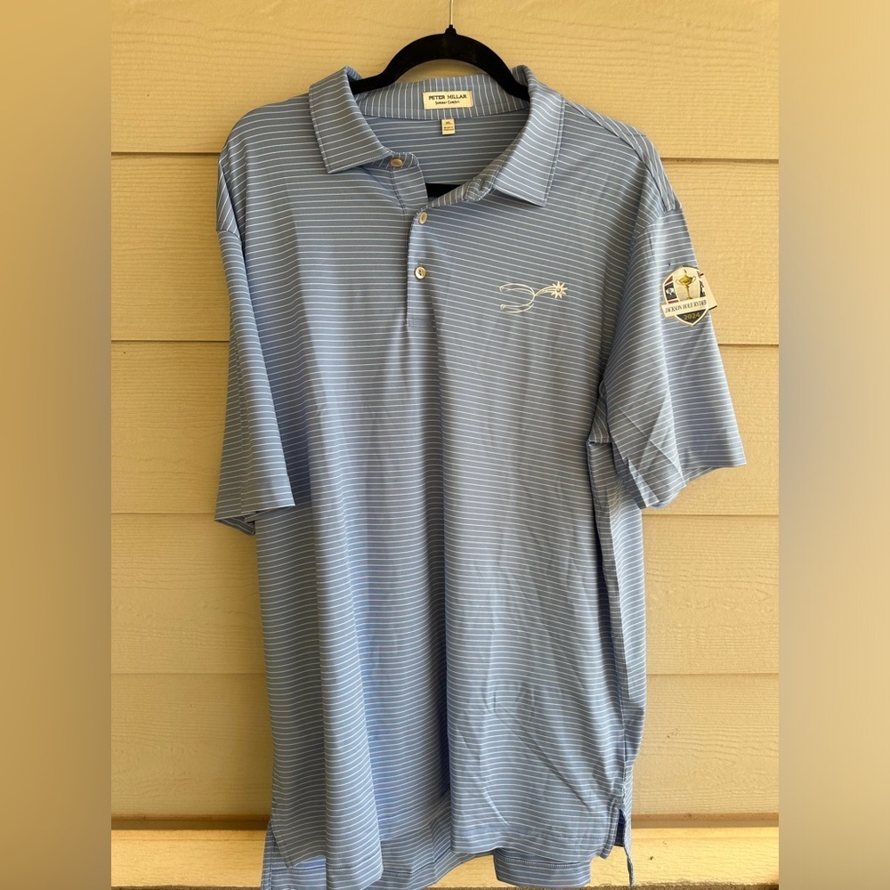 Men's Blue Striped Polo Shirt